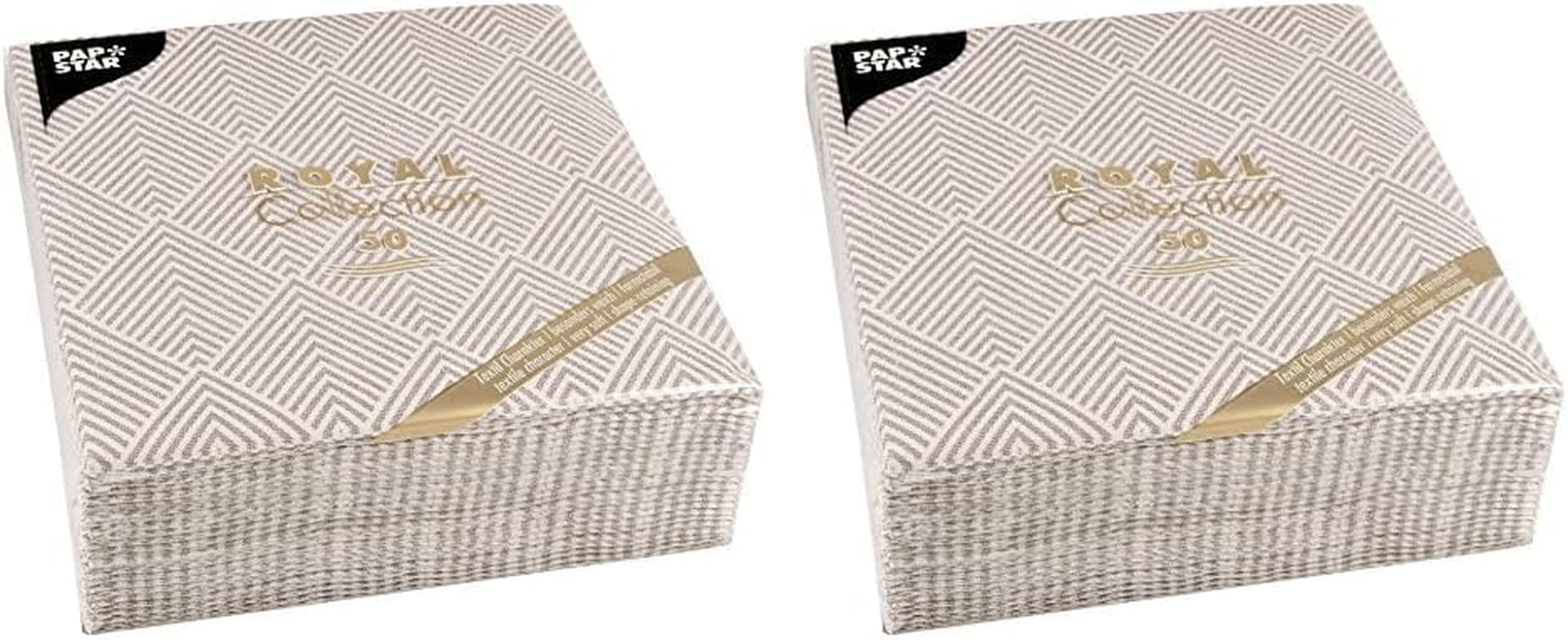 Papstar, 50 Servietten „ROYAL Collection“ 1/4-Falz 40 cm x 40 cm „Elegance“ braun, #86498 (2er Pack)