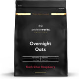 Overnight Oatmeal mit Protein | Dunkle Schokolade und Himbeere | Proteinreiches Frühstück | Zuckerarmer Snack | Haferflocken mit niedrigem GI | 500g