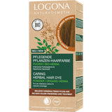 LOGONA Naturkosmetik Kräuter-Pflege-Haarfarbe, Bio-Henna-Pulver, vegane Haarfarbe für intensive Farbe und Glanz, Kräuter-Haarfarbe in Kupferblond (Blond), 1 x 100 g Naty Shop Bernsteinbraune Haarfarbe 100 g (1 Packung)