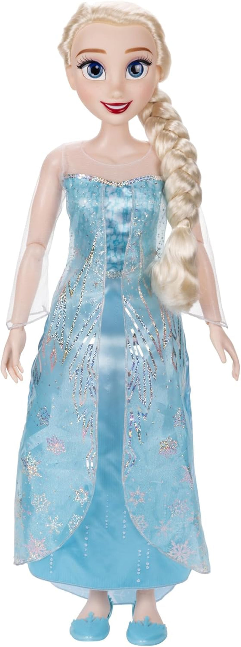 Disney Frozen Playdate Elsa Riesenpuppe 80 cm von Jakks Pacific Voll bewegliche Puppe mit 11 Gelenkpunkten, inklusive Haarbürste und Zubehör