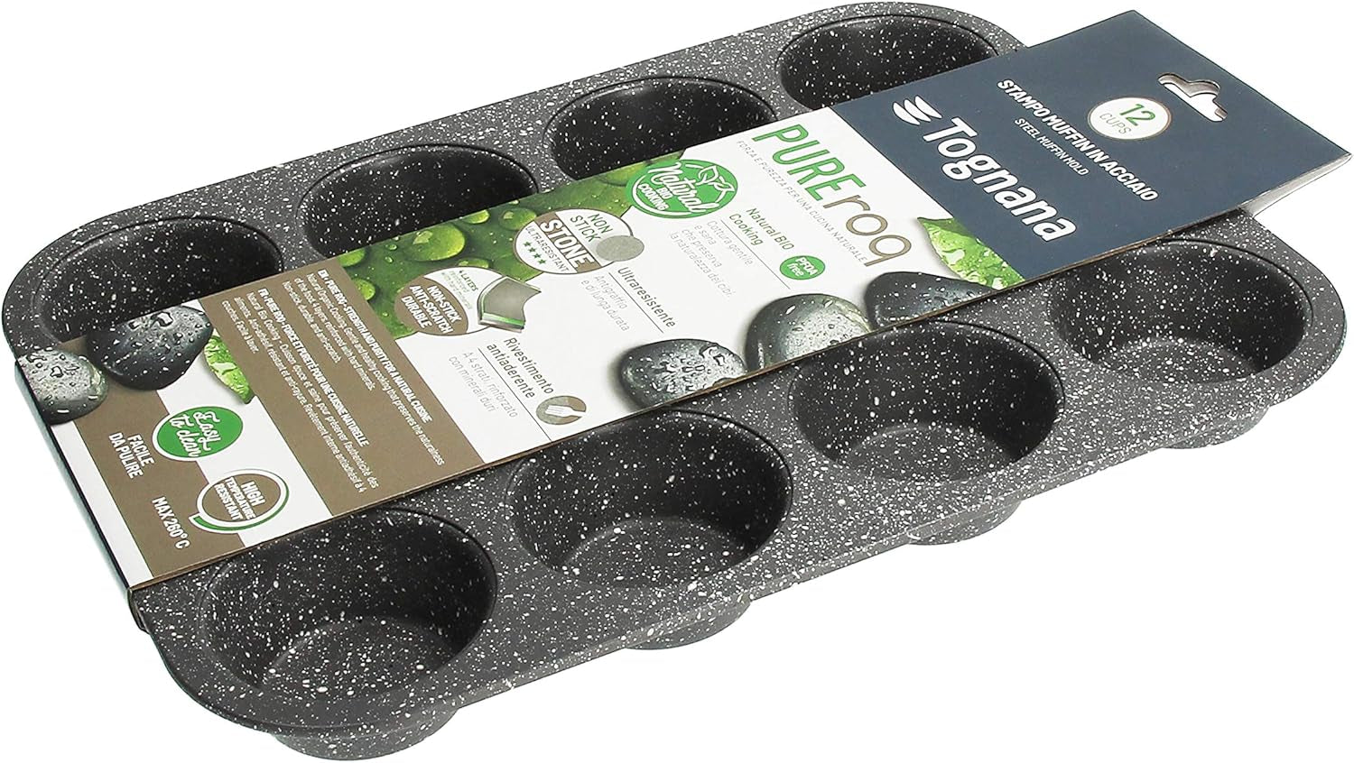 Pure Roq Muffinform für 12 Muffins, Aluminium, schwarze Formen und Backbleche Naty Shop