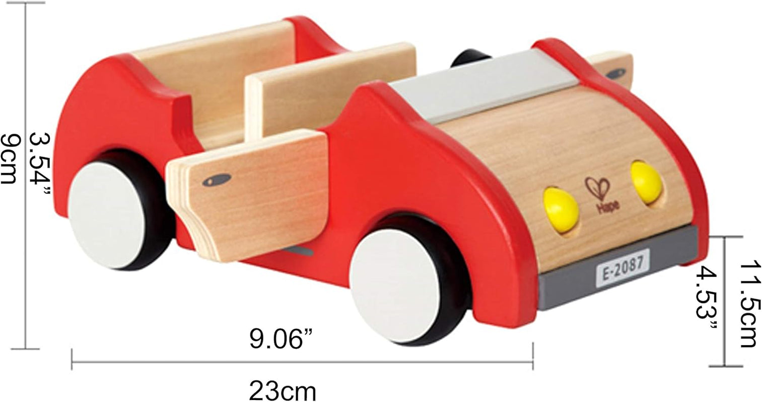 E3405 – Puppenhaus, Puppenhaus mit Zubehör, Holz und E3475 – Puppenhauszubehör, Familienauto