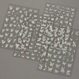 4 Blätter Holographisch Laser Weiß Schmetterling Nagelsticker,Y2K Aurora Schmetterlinge Stern Nail Sticker 3D Flamme Herz Nageldesign Nagelsticker Selbstklebend Nagel Sticker Nagel Zubehör Nail Art