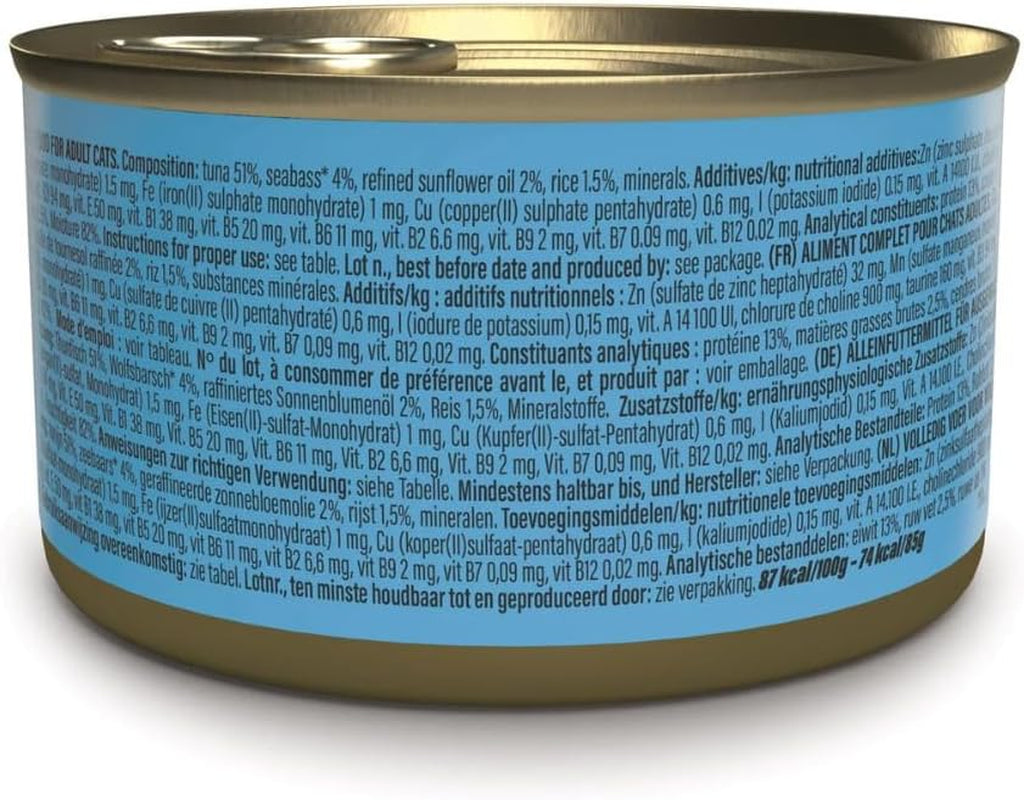 Blauflossen-Thunfisch in Gelee, komplettes Nassfutter für Katzen, in Dosen, mit zusätzlichen Vitaminen, 100 % natürlich, 6 x 85 g
