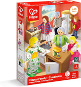 Hape Doll Family Preisgekröntes Puppenhaus-Set, einzigartiges Puppenhaus-Zubehör aus Holz, fantasievolles Spielen, 6 Mitglieder der Puppenfamilie, ab 3 Jahren
