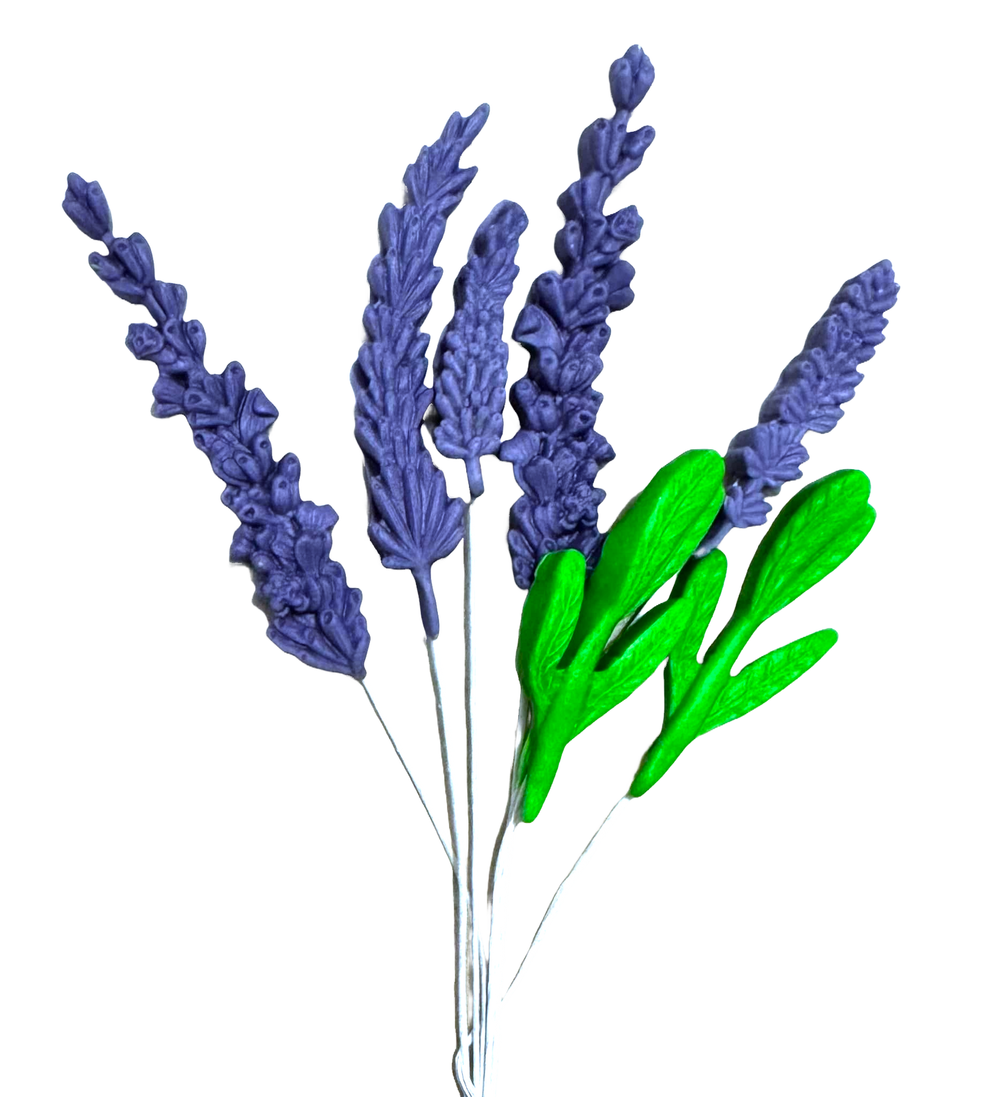 Set mit 7 essbaren Dekorationen aus Zuckerpaste, Lavendel-Dekorationen aus Zuckerpaste Nati Shop