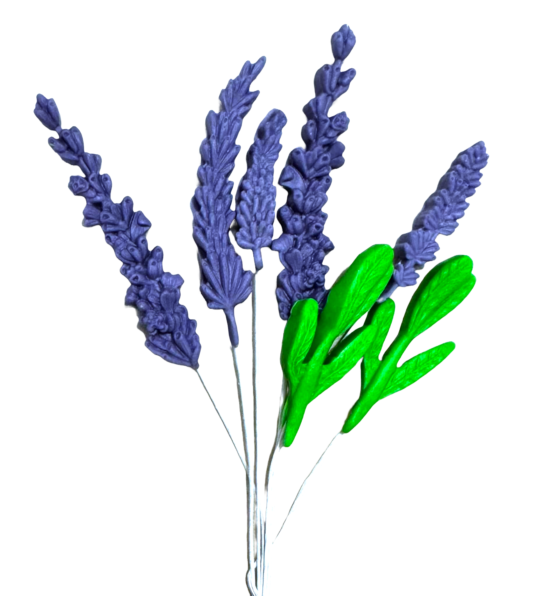 Set mit 7 essbaren Dekorationen aus Zuckerpaste, Lavendel-Dekorationen aus Zuckerpaste Nati Shop