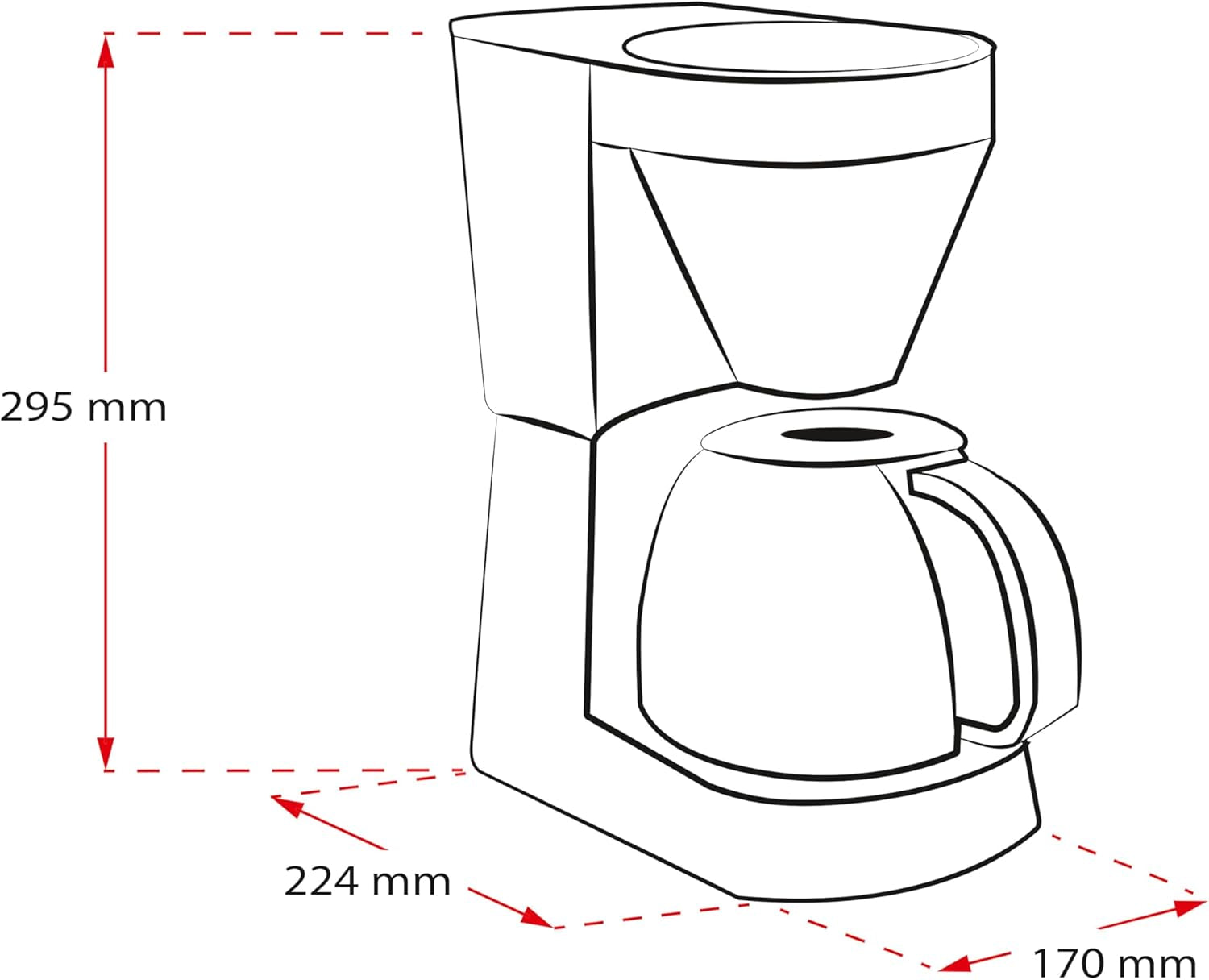 Melitta Easy Top – Espressomaschine mit Filter und Glaskaraffe, für bis zu 10 Kaffeetassen, Schwarz/Edelstahl