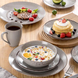 Vancasso 12-Personen-Geschirrset Navia, Steinzeug-Geschirrset, 48-teiliges Kombinationsset mit Tellern, Salattellern, Schüsseln und Tassen, Vintage-Look, natürliches Design