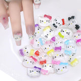 3D-Katzen-Nagelaufkleber, Nagelglitzer, Pailletten, Kunstharz-Nagelaufkleber, Nageledelsteine, Diamanten für Nagelkunst, inklusive Strass-Nagelwachsstift (Bunte Katze)