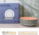Kuchenteller, 6er-Set; kleine Dessertteller (15 cm); Salatteller aus Porzellan; bunte Teller zum Frühstück; Miniteller für Nudeln, Obst, Brot