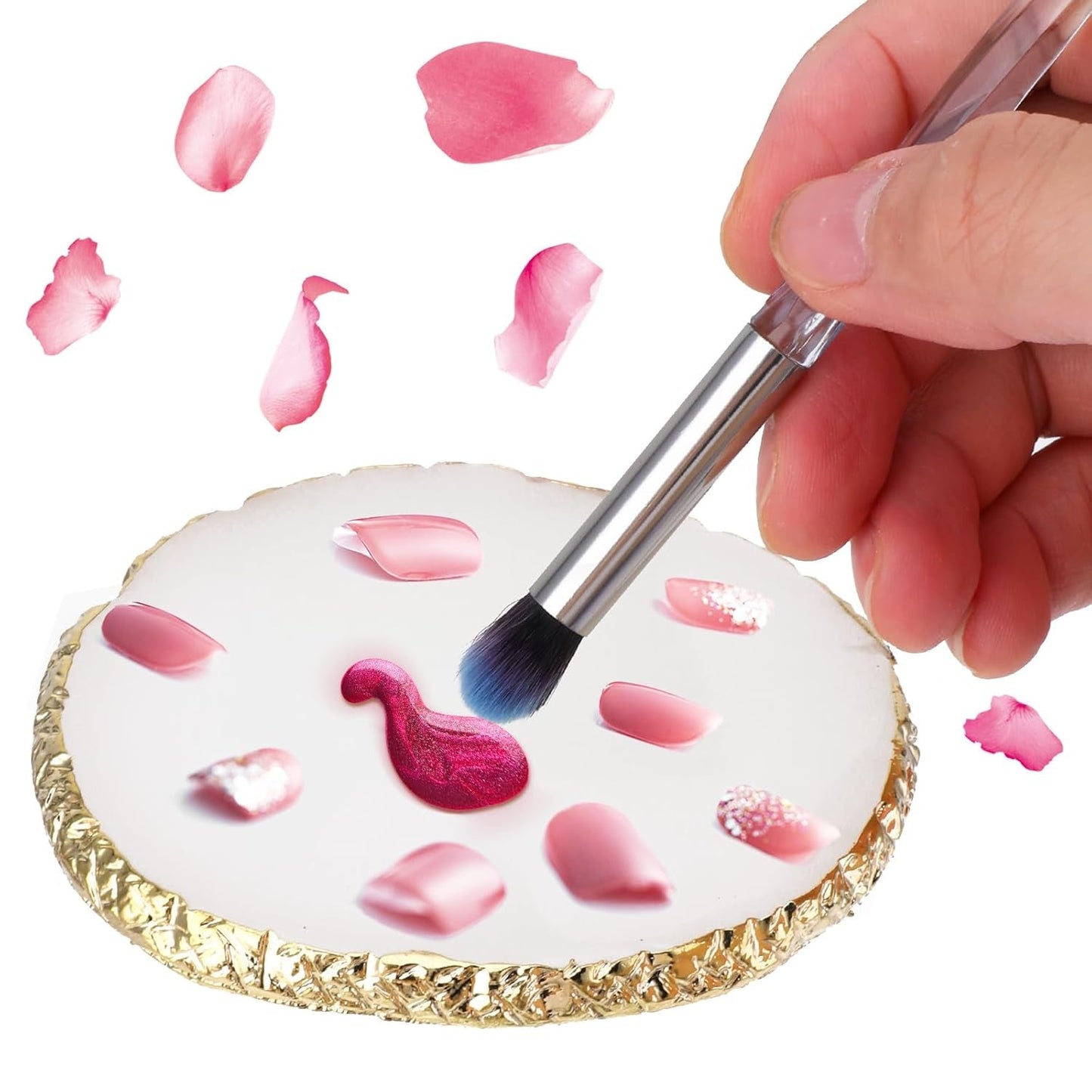Maniküre Gemalt Palette Nail Art Palette Kunstharz Nagelkunst Nail Art Make up Paletten Nagelmalerei Display Fach Kosmetik Mischwerkzeuge (Weiß)