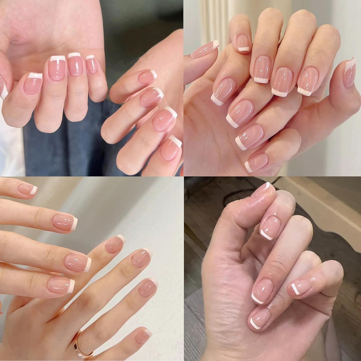 240 Set kurze französische Kunstnägel, quadratische künstliche Nägel, Nägel zum Aufkleben, Acryl-Nagelspitzen, künstliche Nägel für Frauen, DIY-Nagelkunst