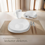 tectake® 12-Personen-Geschirrset, 100-teiliges Porzellan-Geschirrset, bestehend aus 12 Tellern, 12 Desserttellern, 12 Speisetellern, 12 Tassen, 12 Müslischalen, Salatschüssel, Milchkännchen, Zuckerdose