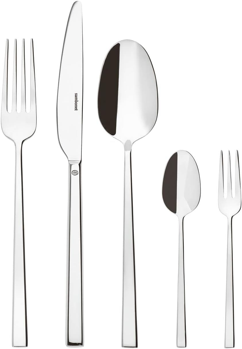 Sambonet 52562-N2 Rock Edelstahl - Besteckset Monobloc Edelstahl 18/10 Kitchen Naty Shop Set 12 Personen - 60 Teile