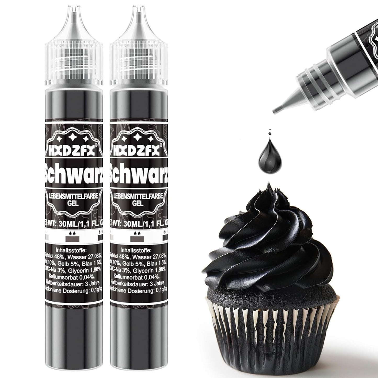 Gel-Lebensmittelfarbe – HXDZFX 2×30 ml, zuckerfreie Lebensmittelfarbe, hochkonzentriert, zum Dekorieren von Kuchen, weißem Fondant, Makronen, Keksen, Backen, Ostereiern, Schleim (Traubenviolett)