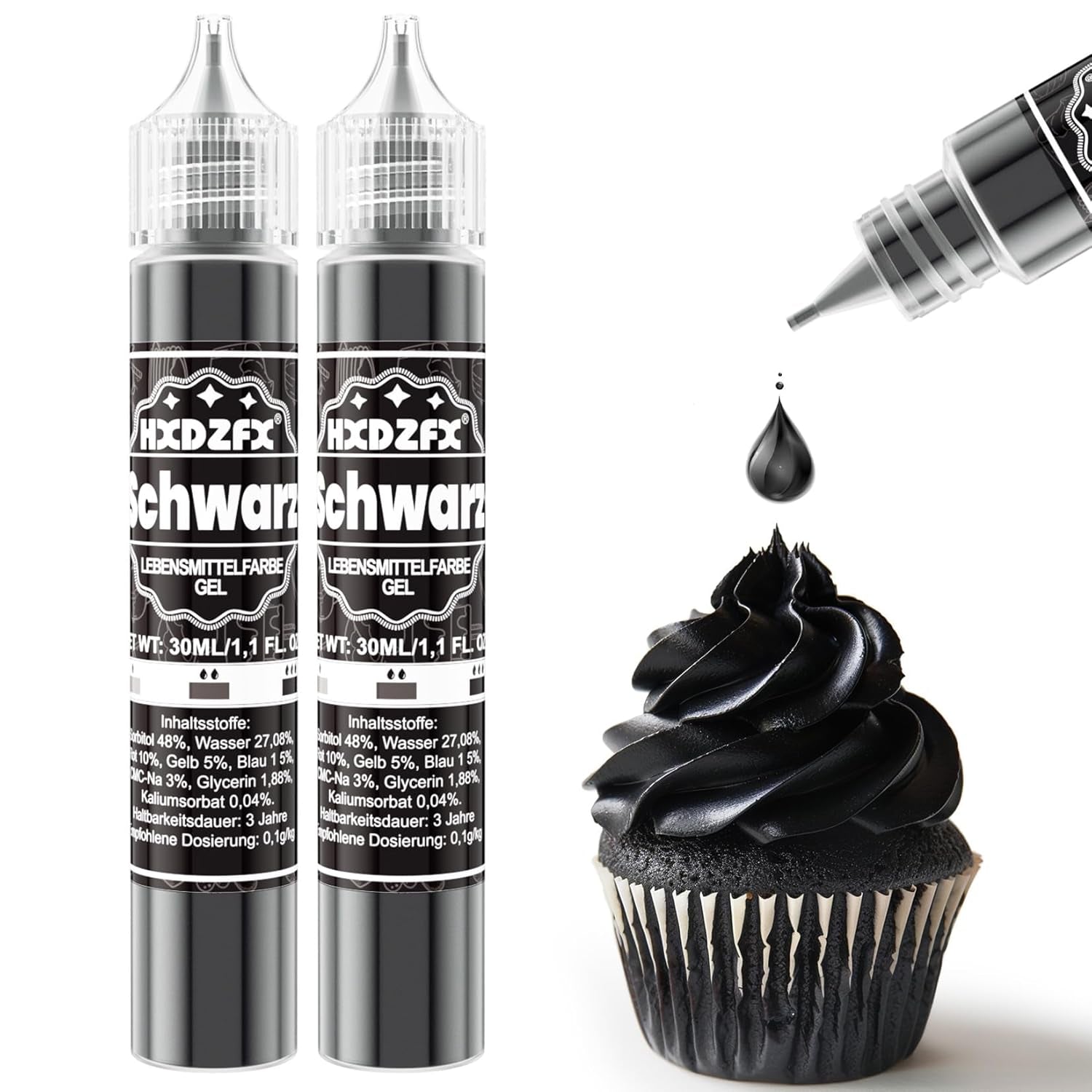 Gel-Lebensmittelfarbe – HXDZFX 2×30 ml, zuckerfreie Lebensmittelfarbe, hochkonzentriert, zum Dekorieren von Kuchen, weißem Fondant, Makronen, Keksen, Backen, Ostereiern, Schleim (Traubenviolett)