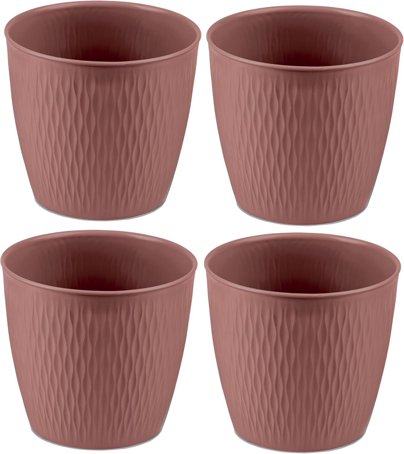 Set mit 5 braunen Töpfen, Durchmesser 16 cm – Stabile Kunststofftöpfe – Dekorativer Übertopf mit Entwässerungsmöglichkeit – Eleganter Topf für den Innen- und Außenbereich