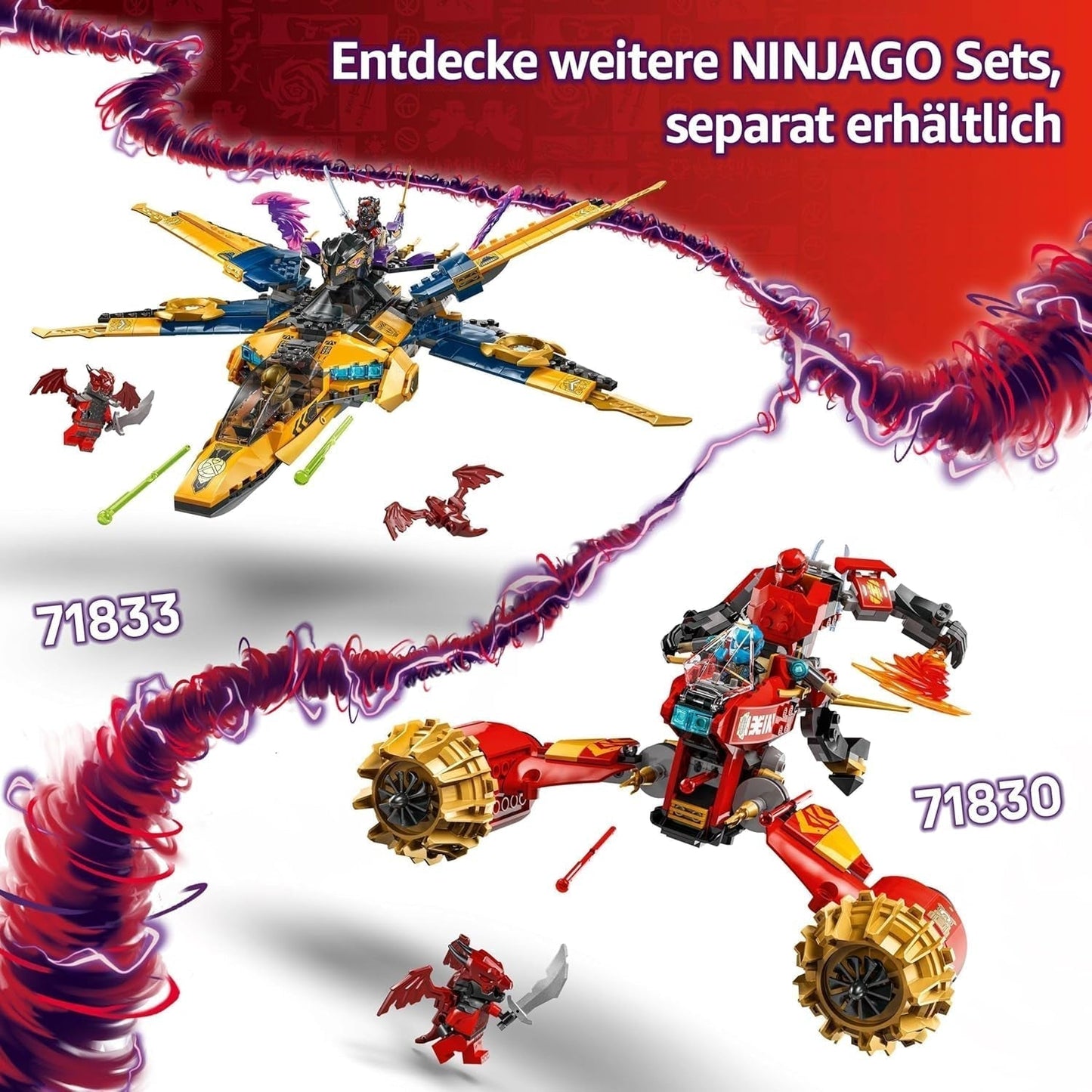 Ras und Arins LEGO NINJAGO Super Storm Flyer – Spielzeug mit Drohne, Shootern, Rotorblättern und Motoren – inkl. 3 Ninja-Rollenspiel-Minifiguren – Bauset für Jungen und Mädchen ab 8 Jahren 71833 Bausets Besuchen Sie den LEGO-Store
