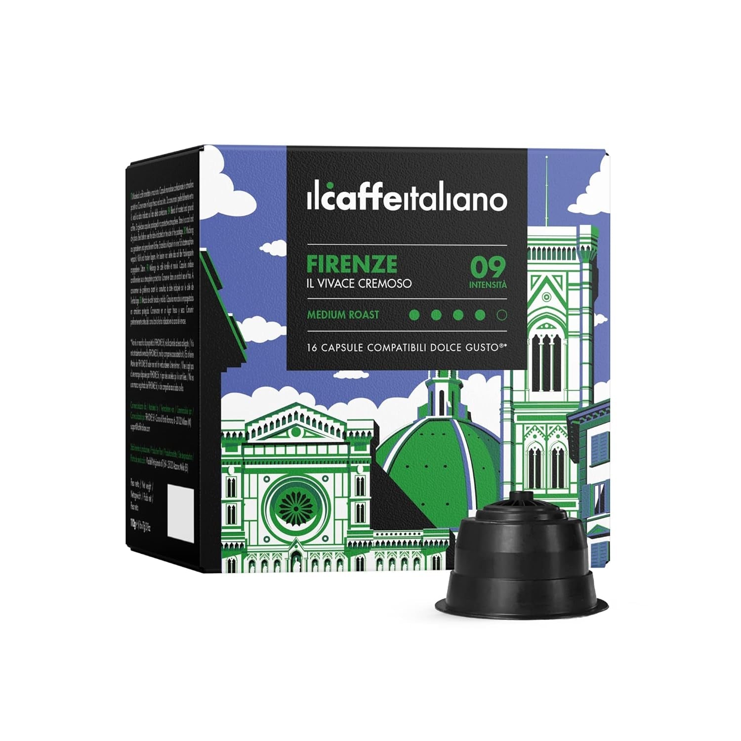 Nescafè Dolce Gusto, 96 Kaffeekapseln mit dem Nescafè-Dolce-Gusto-System kombinierbar - Il Caffè Italiano - Mischung Firenze, Intensität 9