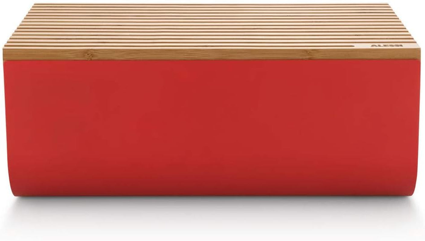 Alessi Mattina BG03 R – Brotkorb aus Edelstahl mit Epoxidharz und Bambusholz, rot. Aufbewahrungsboxen für Lebensmittel von Naty Shop
