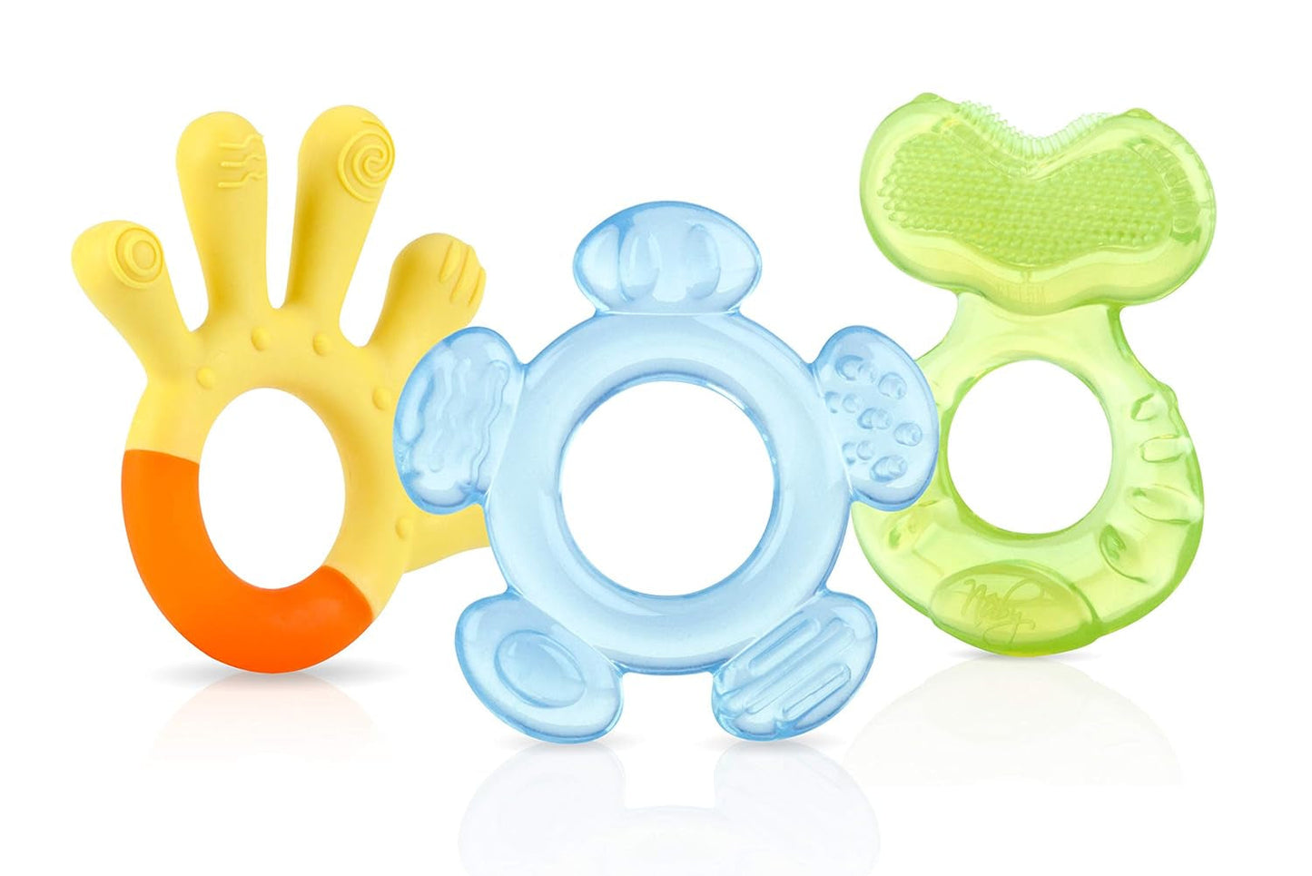 Nuby – 3-stufige Beißringe – 3 Beißringe zur Zahnfleischstimulation und Zahnungsschmerzlinderung – Baby-Beißspielzeug – BPA-frei – ab 3 Monaten