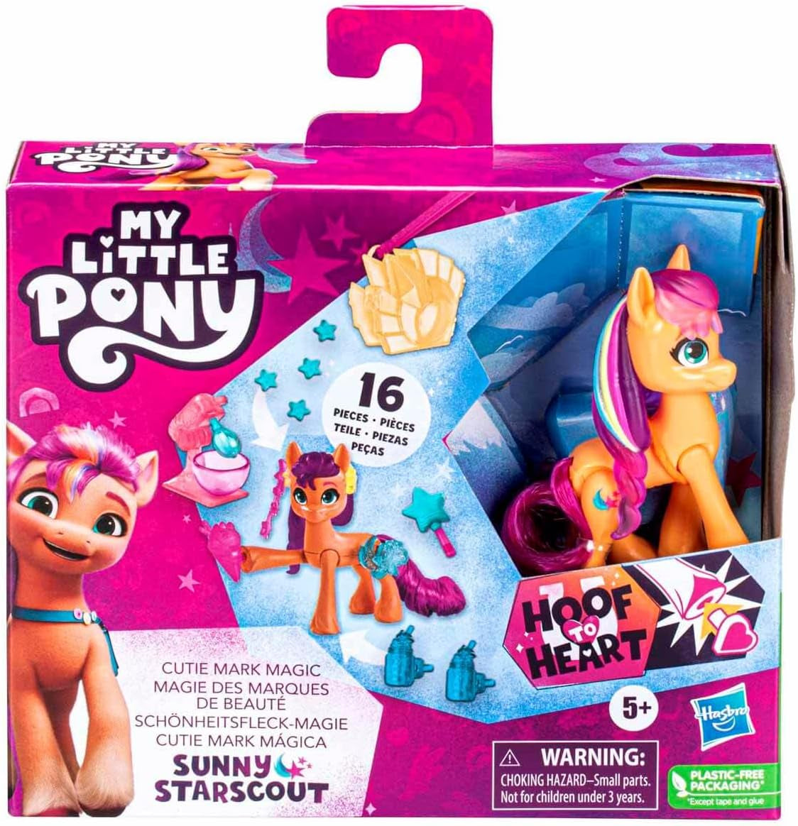 My Little Pony – Entdecken Sie Ihr funkelndes Pony: Beauty Mark Magic Sunny Starscout, Pony vom Huf bis zum Herzen 7,5 cm, ab 5 Jahren, F5250, mehrfarbig