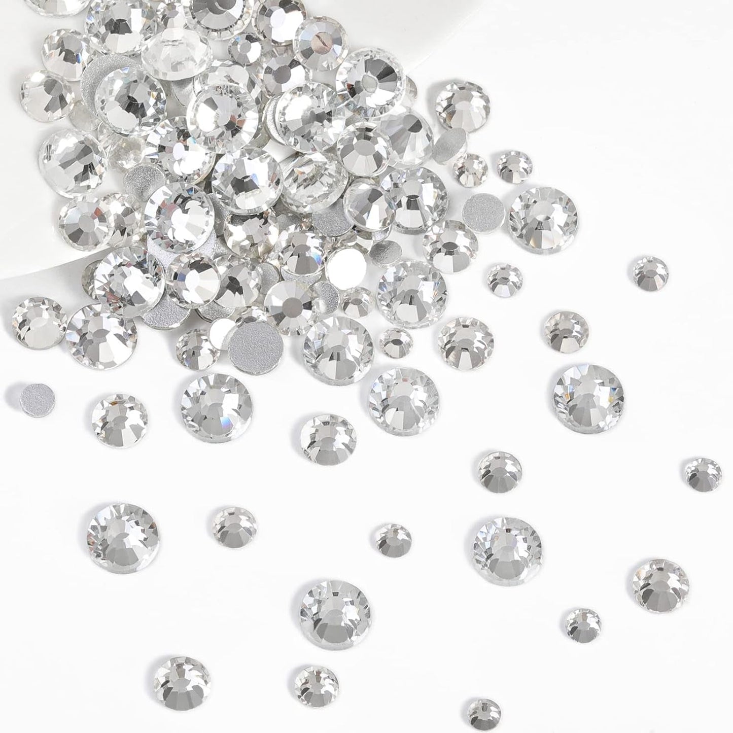 Beadsland 2500 Stück Glas Nailart Strasssteine ​​​​Kristall Flatback Edelsteine ​​​​Runde, ​​Für Handwerk Gemischt 8 Größen SS4 ~ SS30 Mit Picking Pinzette Und Stift (Kristall Weiß)