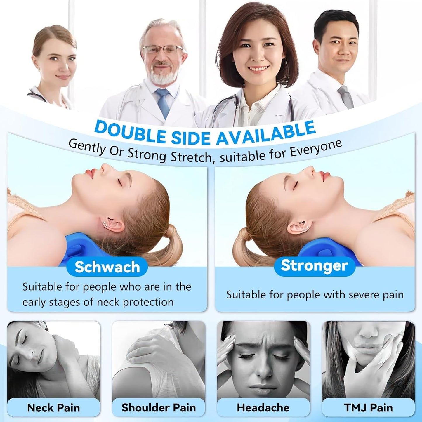 Nackendehner 2.0, Cloudy Neck Lefaya Nackendehner Orthopädischer Testsieger Nackendehner zur Linderung von Nackenschmerzen Premium Nackenbuckel Nackenwolke korrigiert die Körperhaltung (blau) Zervikale orthopädische Kissen Naty Shop