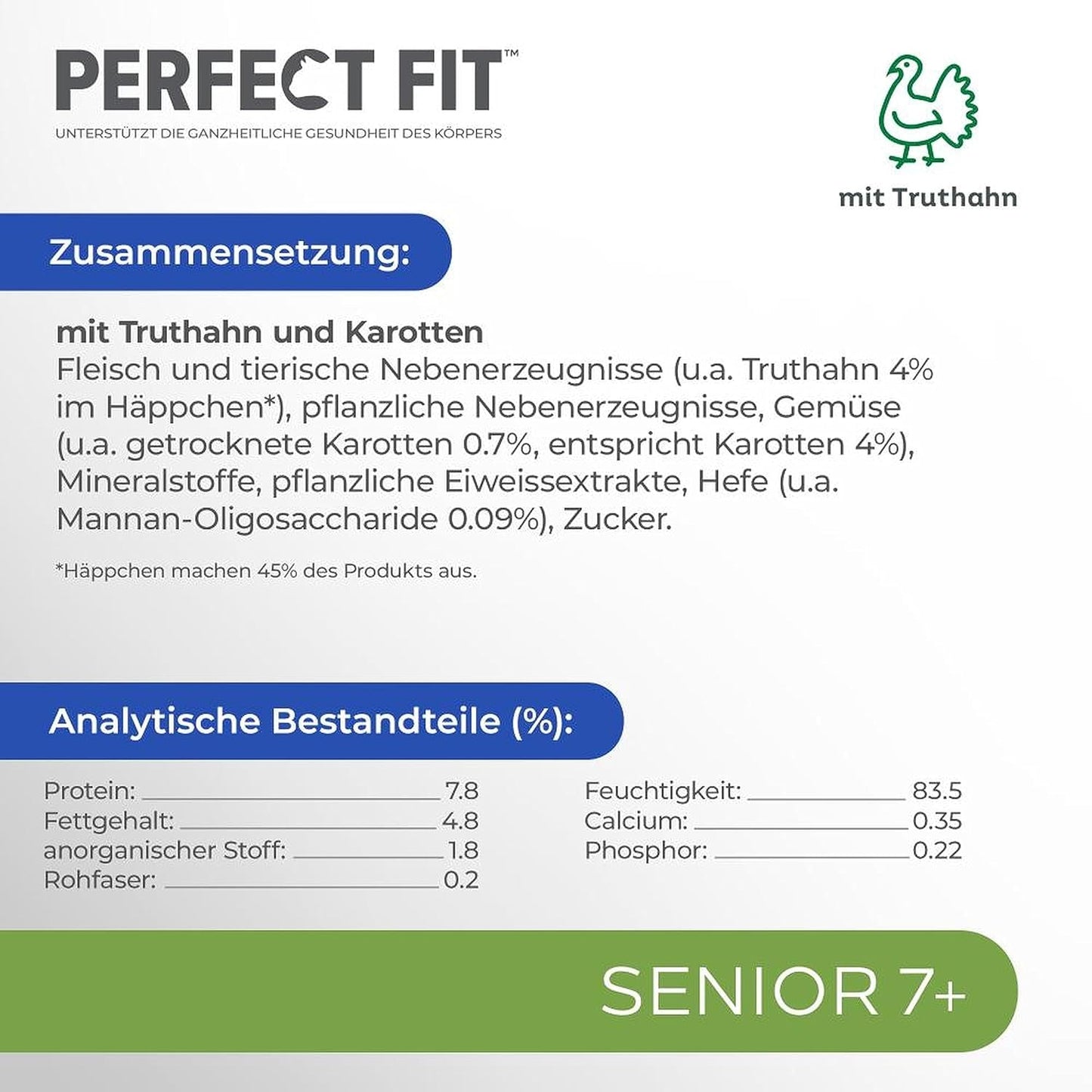 PERFECT FIT™ Senior Cat Portionsbeutel mit Truthahn und Karotten, 12 x 85 g
