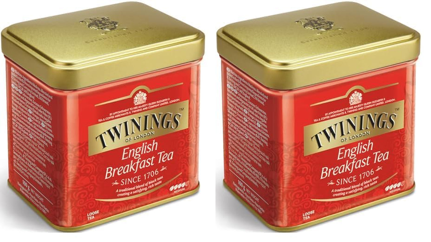 Twinings English Breakfast Tea Loser Schwarztee in Teebox Kräftiger Schwarztee aus hochwertigen Teeblättern, gepflückt von den besten Teeplantagen in Sri Lanka und Indien G, neutral, 100 Gramm