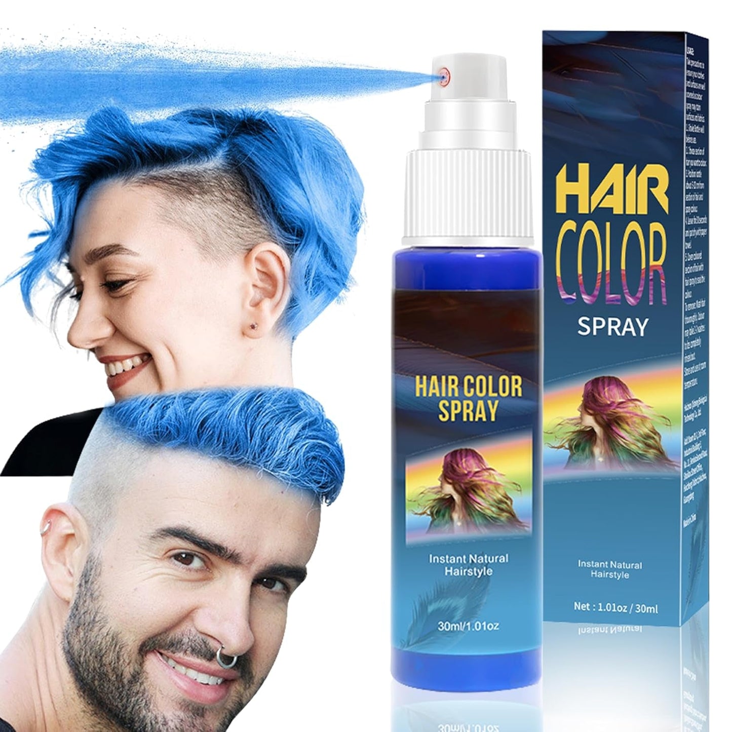 Haarspray-Farbe – 30 ml temporäres grünes Haarfärbespray, natürliches Haarfärbemittel, temporäres Haarfärbespray, waschbare Haarfärbemittel für Party, Cosplay, Halloween (grün), Haarfärbemittel Naty Shop Blau