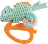 Chicco My Sweet Doudou Chamäleon-Spielzeug aus hochwertigen Stoffen, weicher Kunststoffring, beruhigendes Zahnungsspielzeug für Babys, 3–18 Monate, Bebe Naty Shop, Chamäleon-Spielzeug