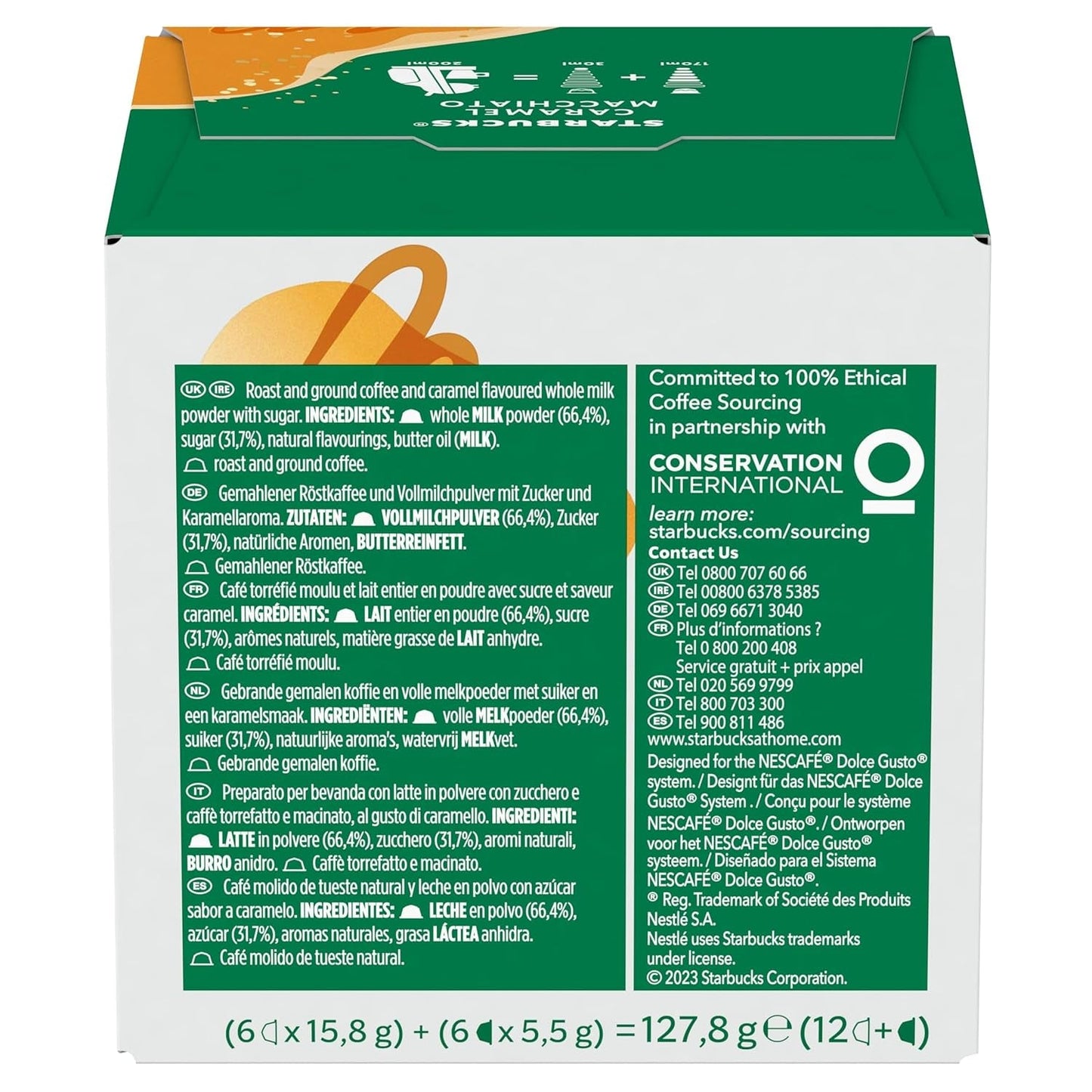 STARBUCKS Caramel Macchiato von Nescafé Dolce Gusto Kaffeekapseln 6 x 12 (72 Kapseln)