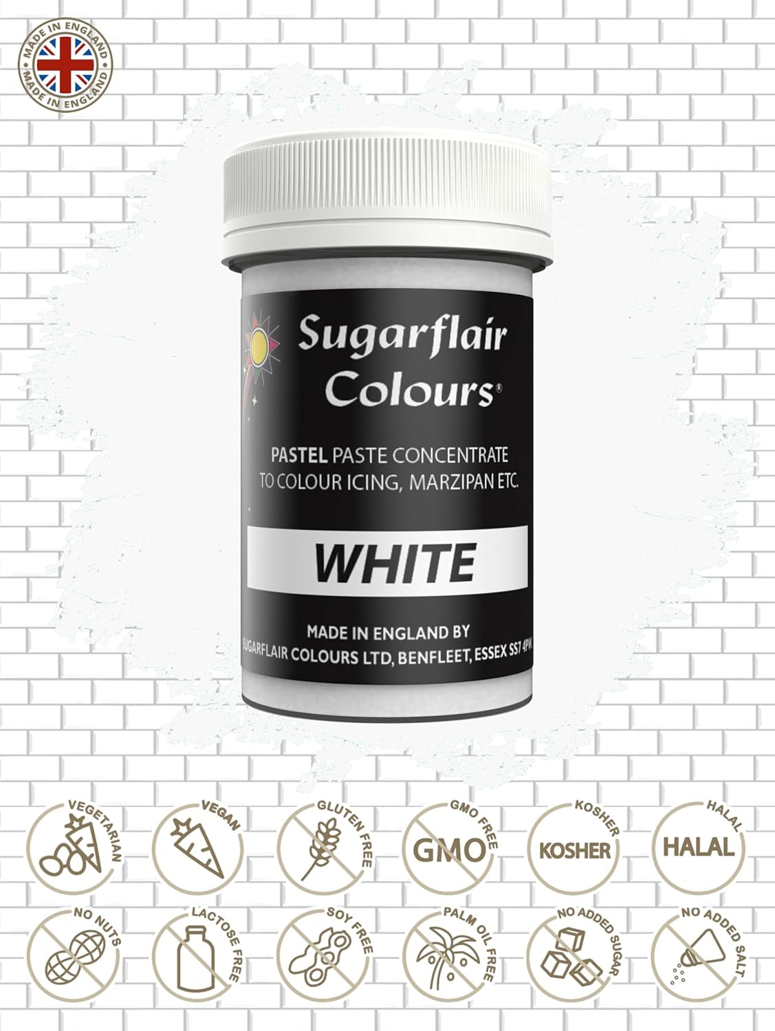 Weiße Lebensmittelfarbe von Sugarflair für Nudeln, Lebensmittelfarbe für Nudeln, Fondant und Marzipan, Nudelfarbe – 25 g