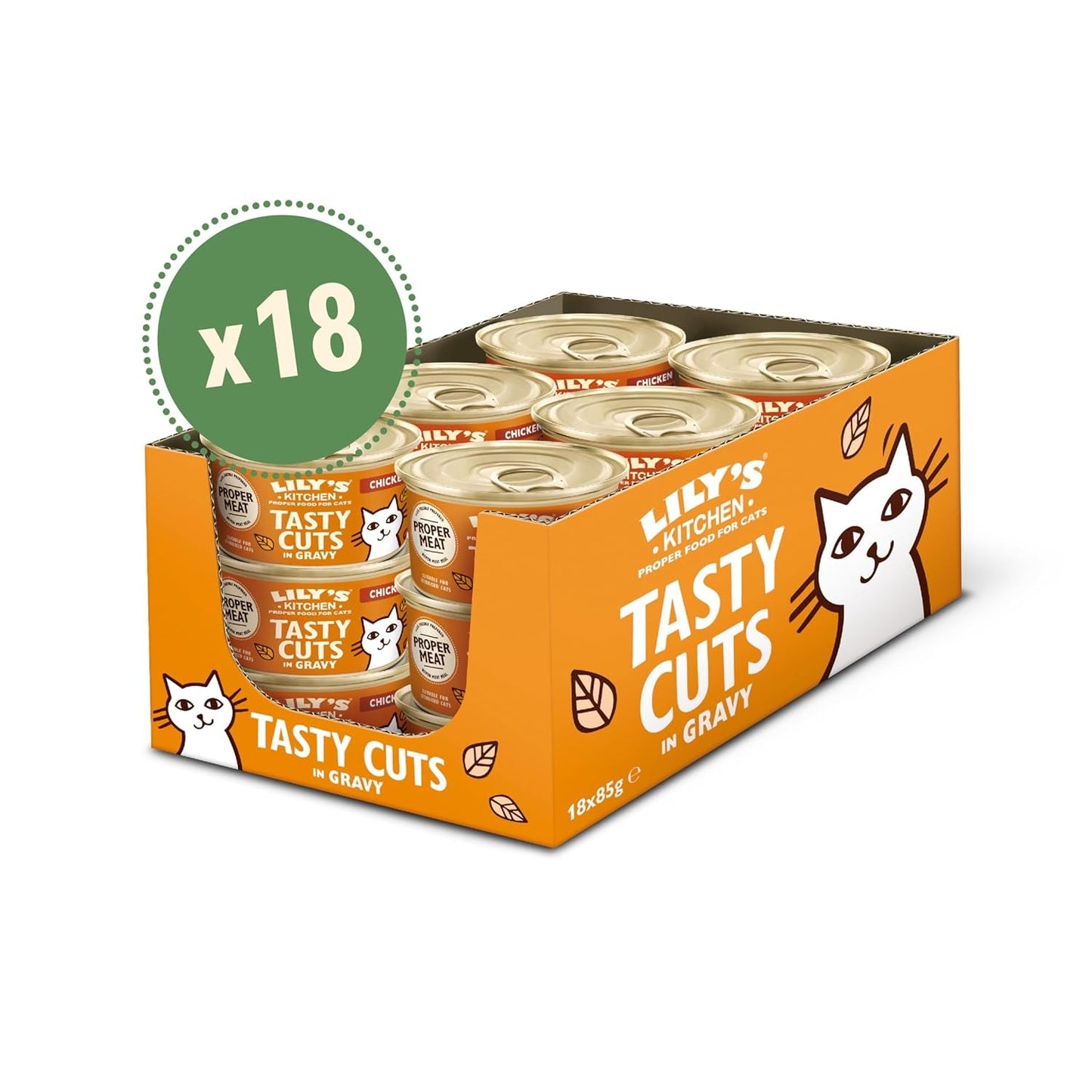 Lily's Kitchen, hergestellt aus natürlichen Zutaten, köstliche Häppchen in Hühnersauce, Nassfutter für ausgewachsene Katzen, 70-g-Dose