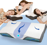IDEA Kissen, ergonomisches orthopädisches Kissen gegen Nackenschmerzen, Memory-Schaum-Kissen für Seiten-, Rücken- und Bauchschläfer, Anti-Schnarch-Kissen für Männer und Frauen (62 x 34,5 x 12/8 cm). Orthopädische Nackenkissen Naty Shop Standardtitel