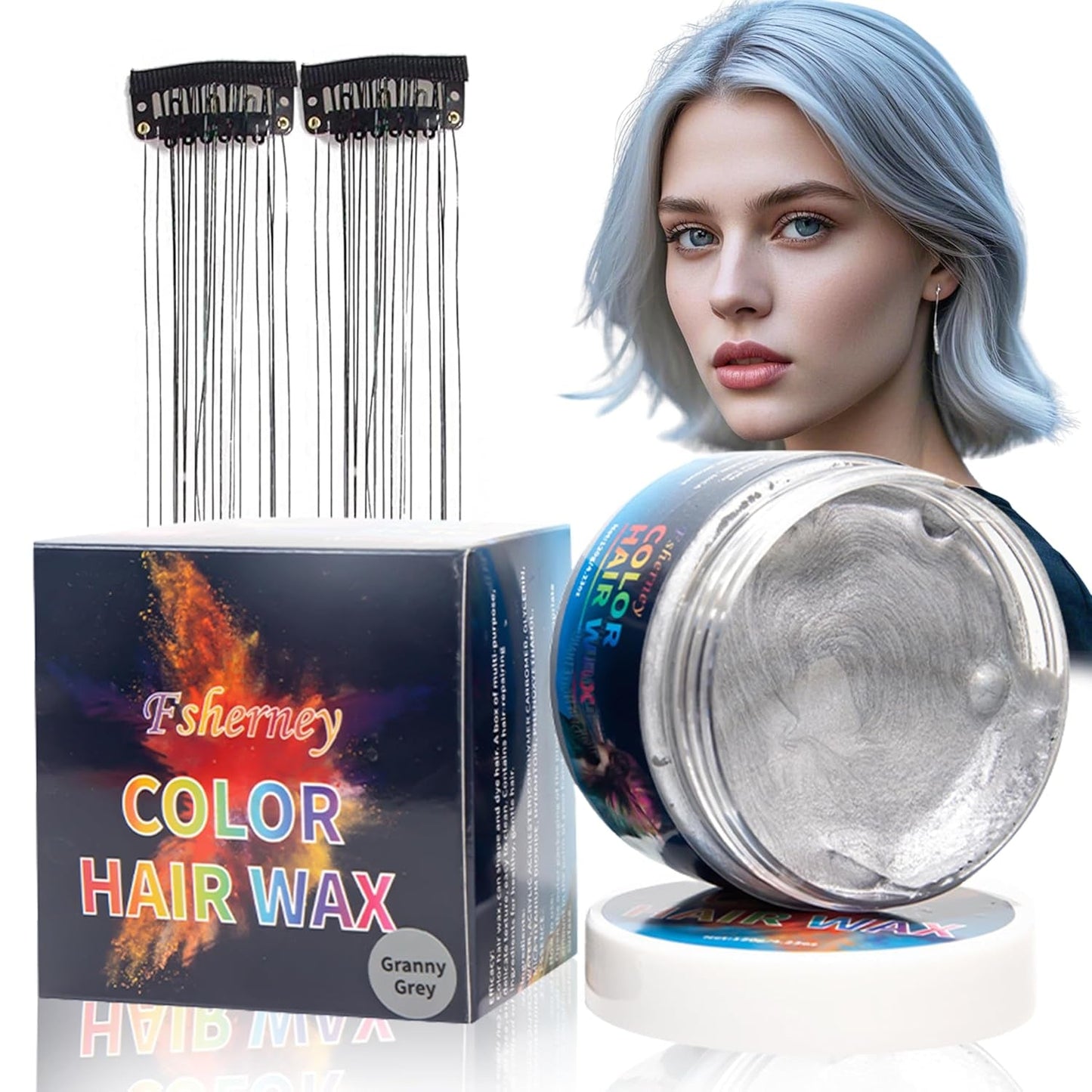 Temporäres grünes Haarfärbemittel – Haarfärbewachs, Haarton für Männer und Frauen, natürliche Haarpomade, Farbclip-Haarfärbewachs für verrückte Party-Haarfarbe (4,23 oz, grün) Naty Shop Haarfärbemittel Grau 1 g (1 Packung)