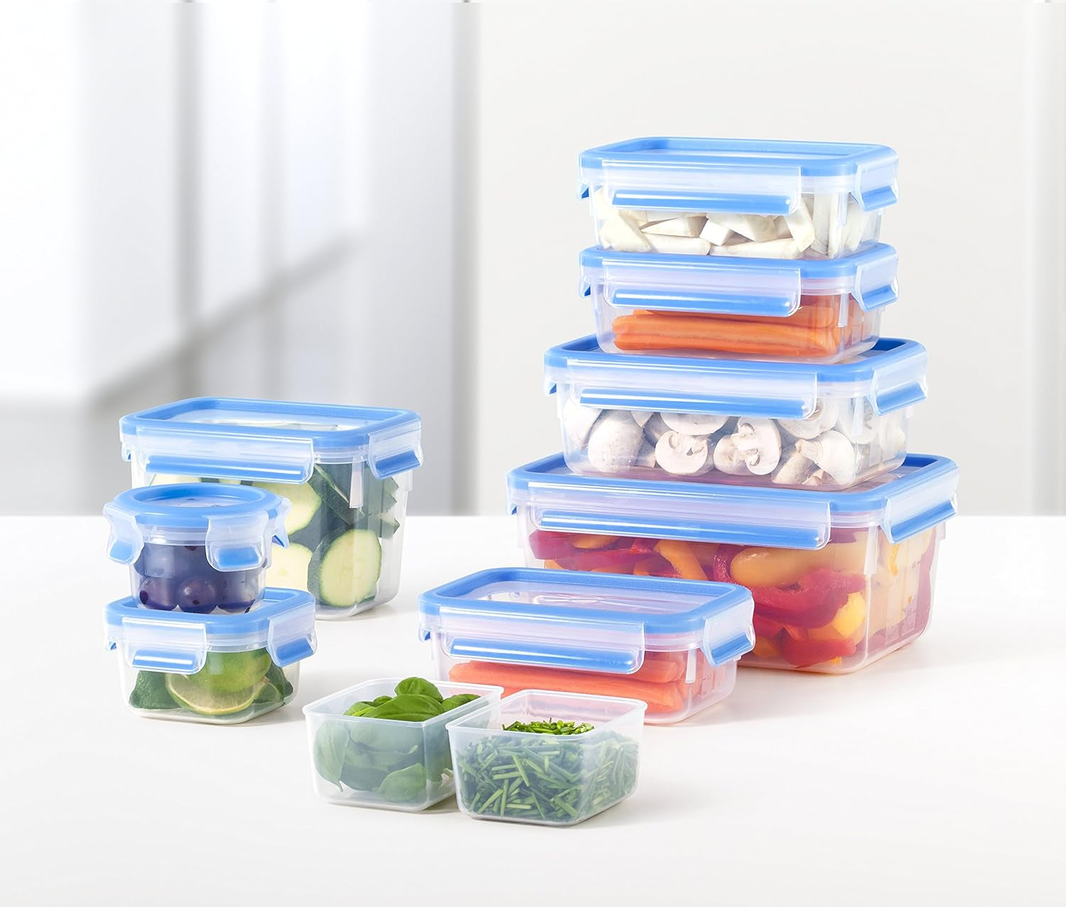 Emsa 515585 Lebensmittel-Clip & Verschluss | 3-teiliges Set | Kunststoff | transparent / grün | 0,55 / 1 / 2,2 Liter Frischhalteboxen von Naty Shop