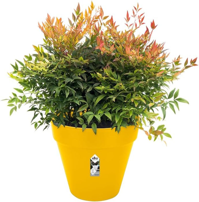 elho Loft Urban Round 40 – Blumentöpfe für den Außenbereich – 100 % recycelter Kunststoff – Ø 38,5 x H 35,3 cm – Gelb/Ocker
