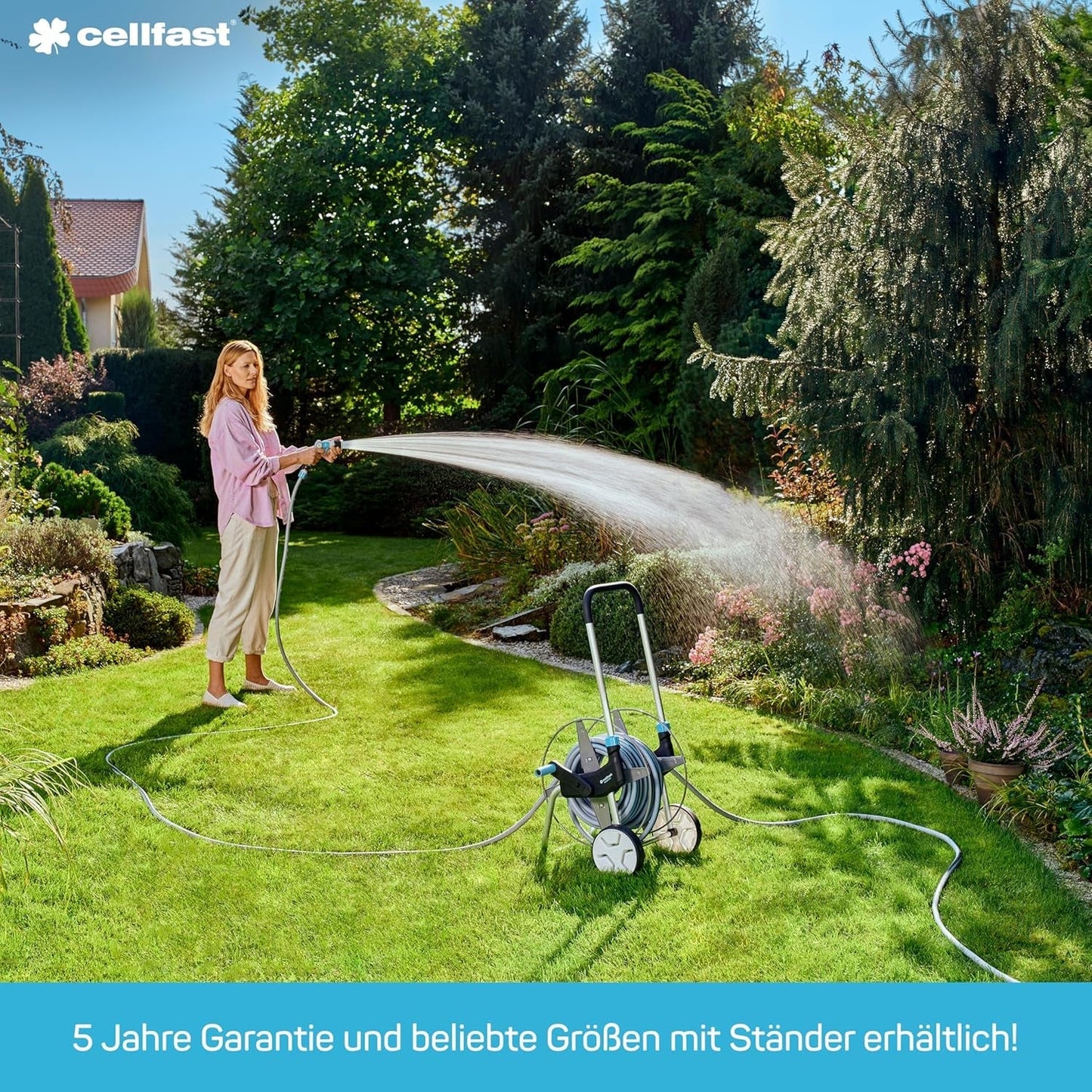 CELLFAST Gartenschlauch 3,4 Zoll 3-lagiger Wasserschlauch Garten Flexibler Bewässerungsschlauch mit langlebiger Drahtverstärkung UV-beständig Anti-Algen 25 Bar 50 Meter und mehr