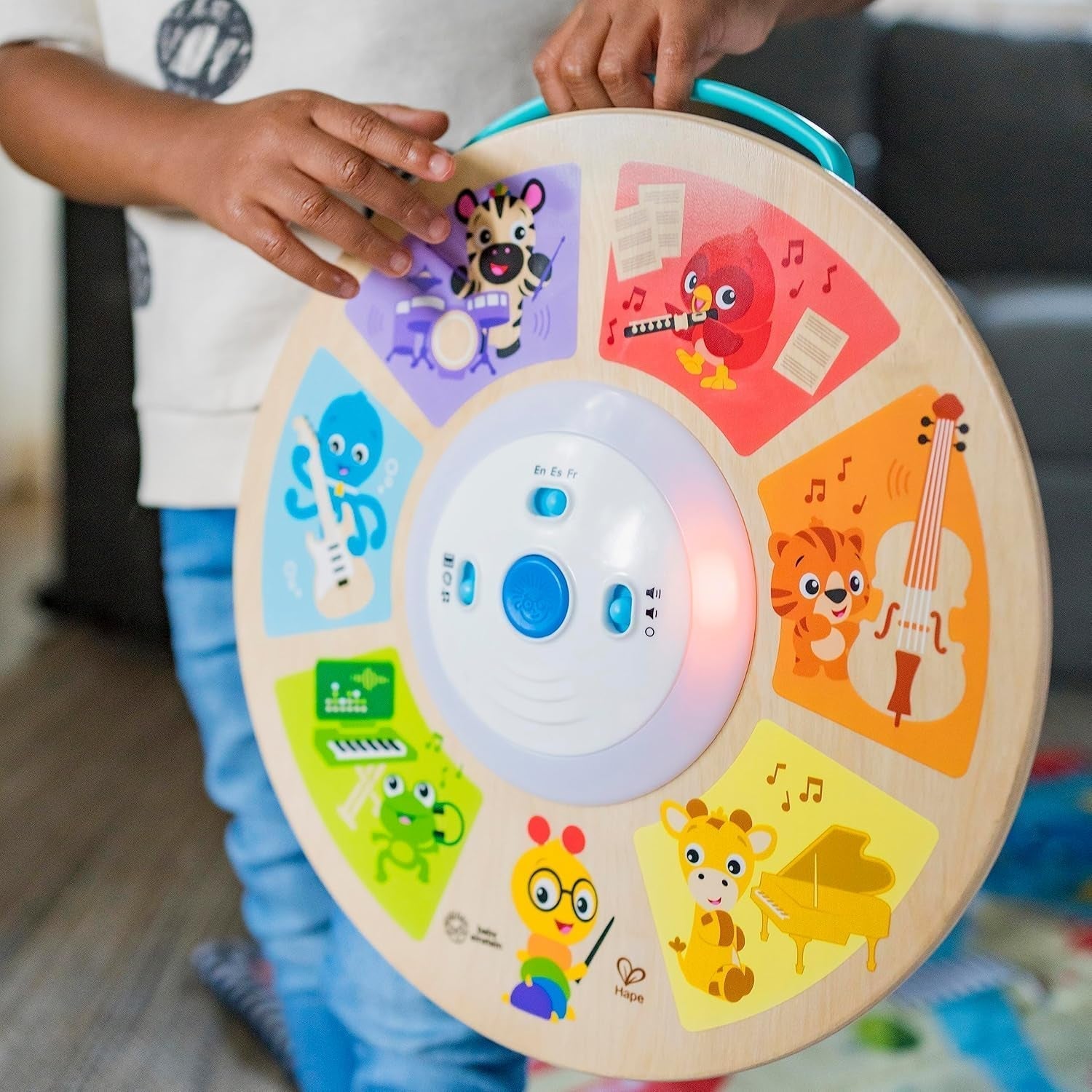 Baby Einstein, Hape, Cal's Smart Sounds Symphony Magic Touch elektronisches Aktivitätsspielzeug aus Holz in 3 Sprachen (Englisch, Französisch und Spanisch), 3 Modi, ab 6 Monaten Babyspielzeug Naty Shop