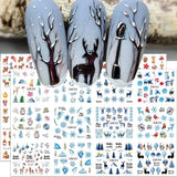 3D-Weihnachts-Nagelaufkleber, selbstklebend, Wassertransfer, Weihnachtsbaum, Schneeflocke, Elch, Pinguin, Weihnachts-Nagelkunst, Winter-Nageldesign, Weihnachtsaufkleber, Nagelzubehör