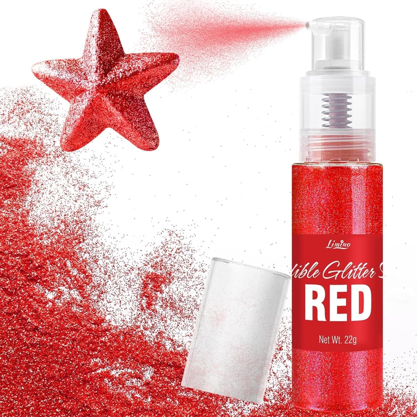 Essbares Glitzerspray – 22 g essbarer Glitzer, essbares Glitzerpulver für Getränke, Kuchendekorationen, Macarons – Lebensmittelfarbenes Glitzerpulver, essbarer Glitzer für Cocktails, Muffins (Pink)