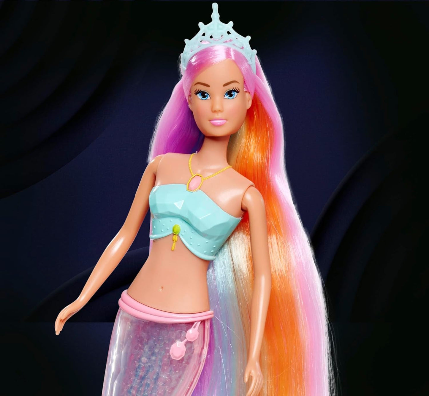 Steffi Love Magic Rainbow Mermaid, Meerjungfrauenpuppe mit Magic Rainbow Light-Funktion und extra langen Haaren, 39 cm, ab 3 Jahren