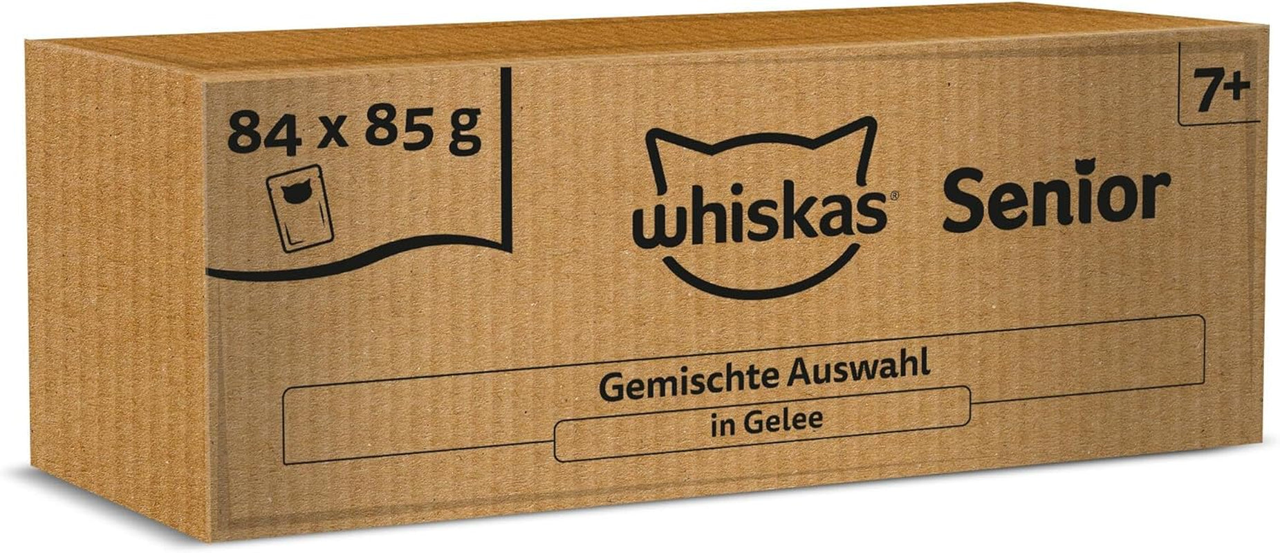 Whiskas Senior 7+ Nassfutter Gemischte Auswahl in Gelee, 84 Beutel, 84x85g (1 Großpackung) – Hochwertiges Nassfutter für Katzen ab 7 Jahren