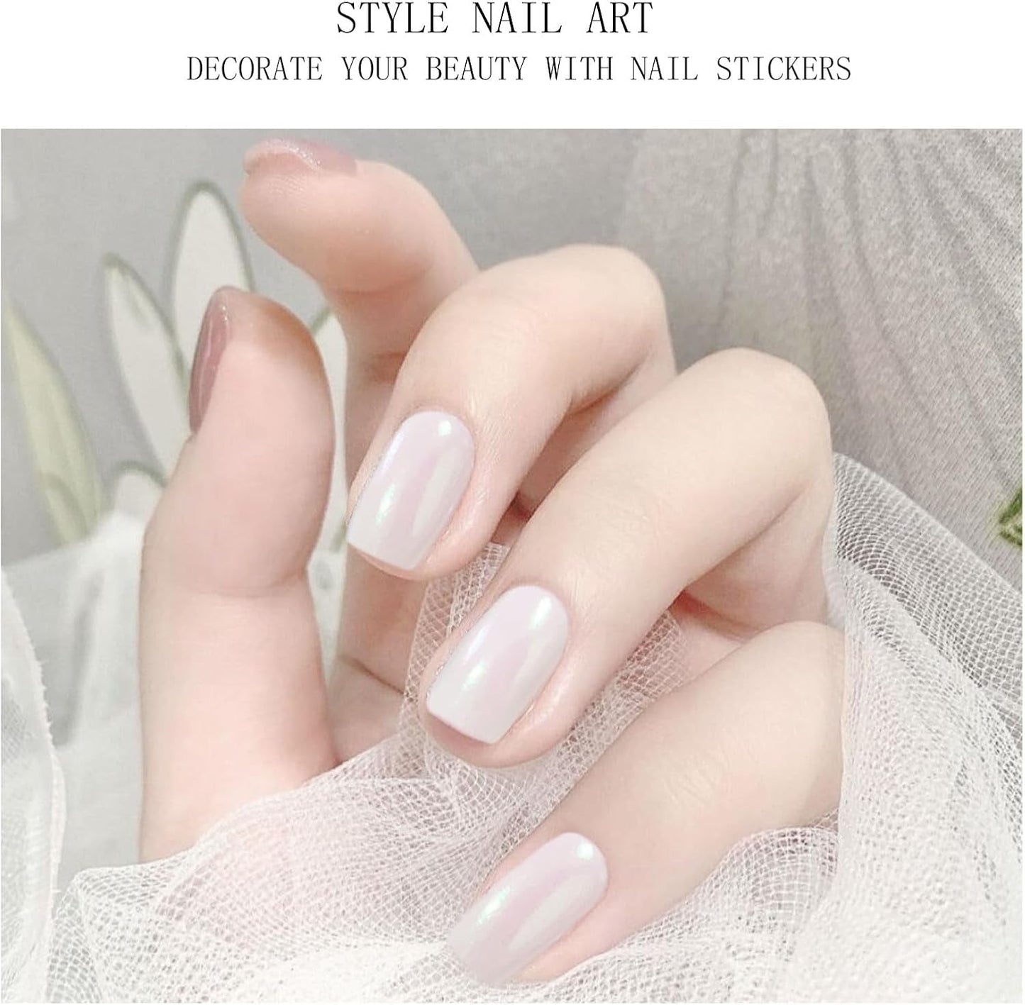 JMEOWIO Nagelfolie, glitzernde Gel-Nagelfolie, selbstklebender Nagelaufkleber, UV-härtende Nageldekoration, Design-Zubehör