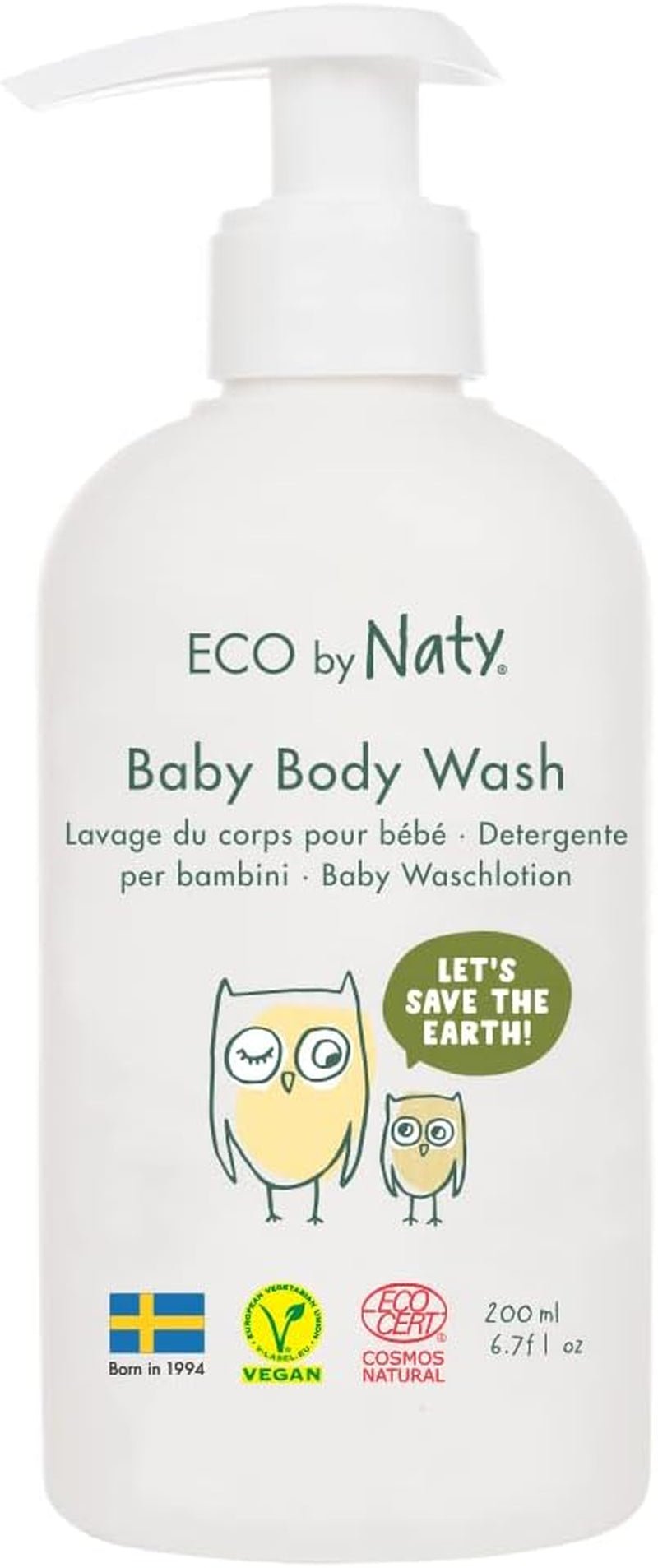 Eco von Naty, Duschgel für Kinder, biologische Inhaltsstoffe auf pflanzlicher Basis mit 0 % Duftstoff, hypoallergen und dermatologisch getestet, 200-ml-Flasche Kinder – Bade- und Hautpflege Naty Shop Standardtitel