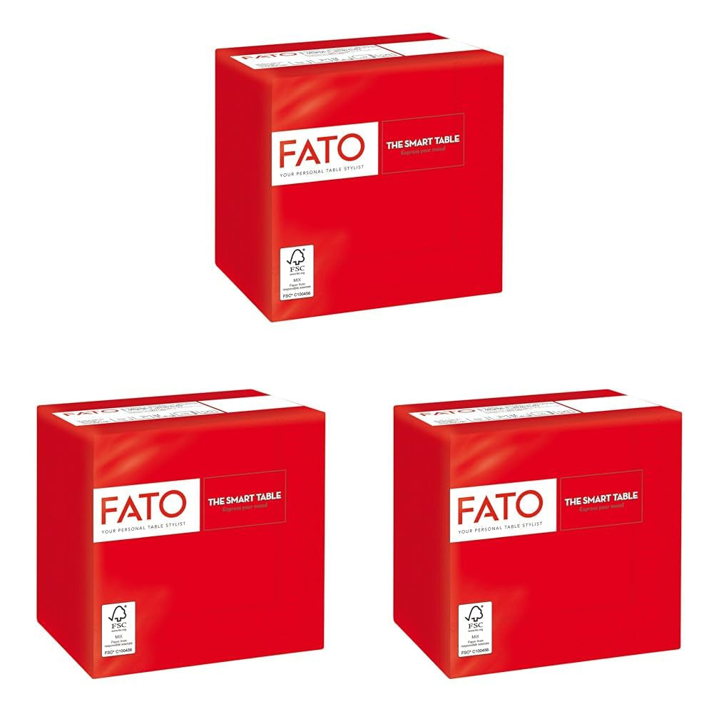 - Einweg-Papierservietten, ideal für Vorspeisen und Cocktails, Packung mit 100 Servietten, Größe 24 x 24, 4-fach gefaltet, 2 Schichten, rote Farbe, 100 % reines Zellulosepapier, FSC-zertifiziert
