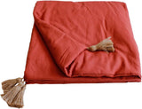Enjoy Home – Terrakotta-Decke mit 4 Jute-Quasten – 90 x 190 cm – 100 % Baumwolle – Öko-Tex – Panama-Kollektion Bettdecken und Steppdecken Naty Shop Standardtitel